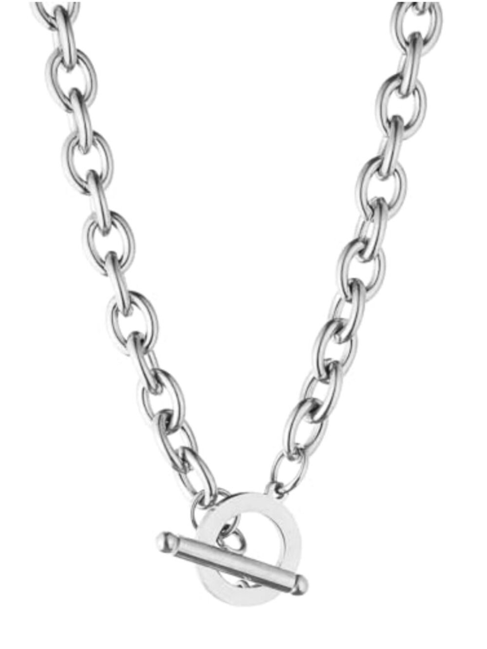 Stainless Steel Chunky Chain Necklace Toggle Clasp Choker Unisex 16.5in